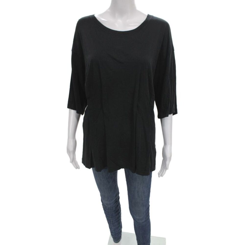 Dries Van Noten Womens Black Cotton Scoop Neck Short Sleeve T-Shirt Size L